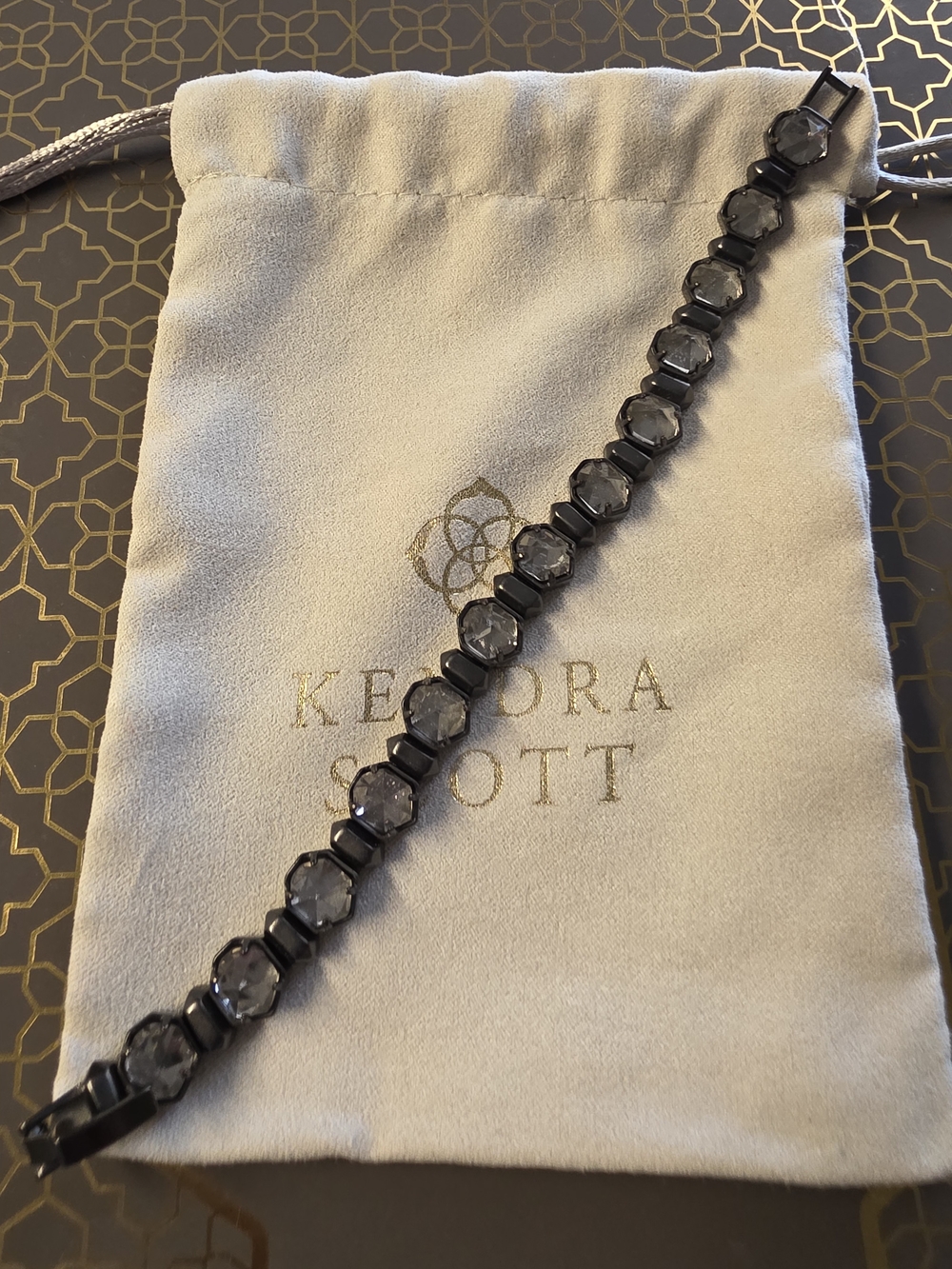 Kendra Scott Tara Bracelet Gunmetal With Grey Stone